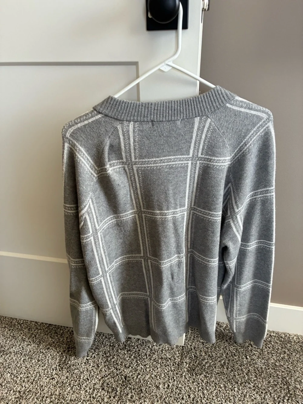 PerSeptor Gray Windowpane Zip-Front Cardigan Sweater - Picture 2 of 5